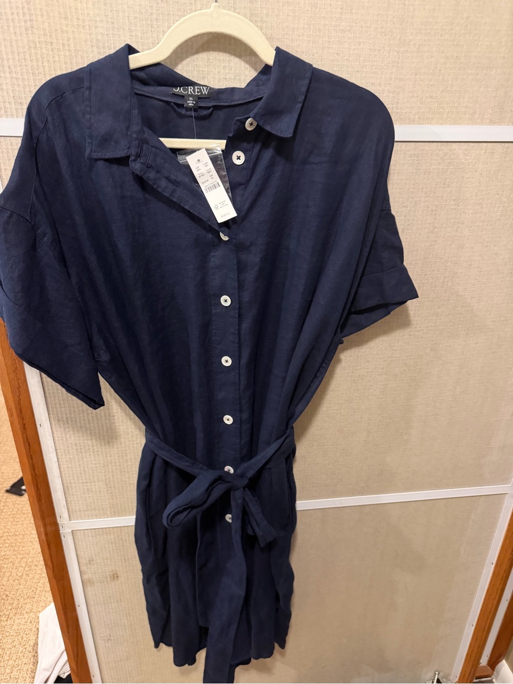 Jcrew navy linen dress
